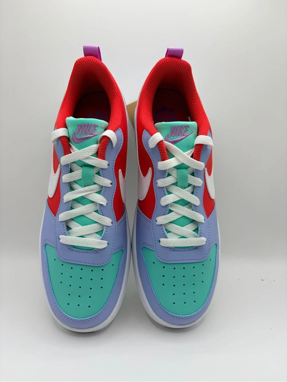 Nike Court Borough Low Recraft GS Top Sneakers in Red, Mint, Lavender & White 7Y